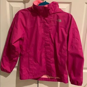 North face pink rain coat! Girls size large 14/16.